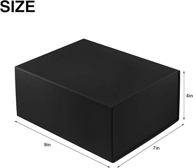 MOYEUPAC Black Gift Box,9" X 7" X 4" with Lids for Presents Magnetic Closure for Gift Packagingwith Ribbon, Gift Box for Birthday, Christmas,Thanksgiving