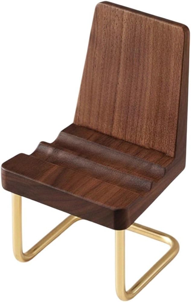 Cell Phone Holder Mini Black Walnut Wooden Chair, Mobile Phone Holder Stand, Portable Small Chair Holder Desktop Decoration