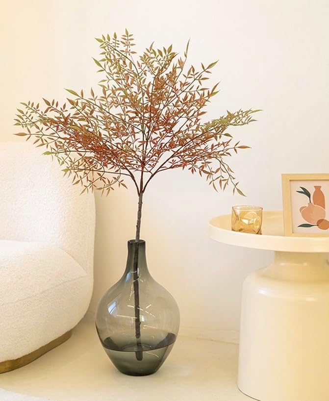 Floor Vase, Large Gray Glass Tall Big Vases, Smoked Black Glass Vase, Large Decorative, 15 inches Tall, Demijohn