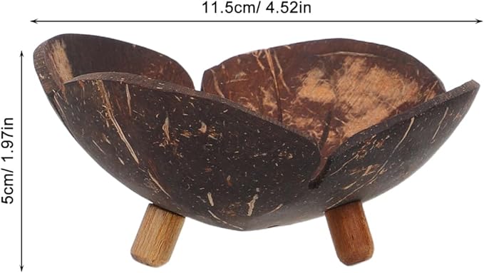 BESTYASH Natural Coconut Shell Bowl Set 2 Pieces Smooth Candy Snack Bowls for Serving Nuts Soap Key Storage Home Decor 5.12 Inch