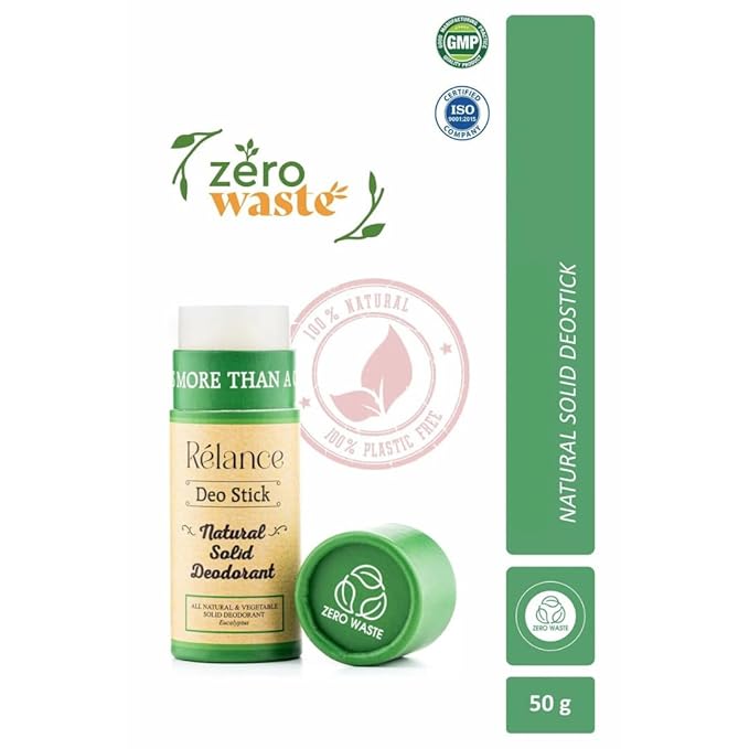 Relance Natural Solid Deodorant, Zero Waste, All Natural Vegetable, Eucalyptus and Orange Patchouli Scents, with Eco-Conscious Packaging (Eucalyptus)
