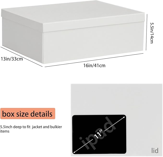 Rinrda Extra Large Gift Box 16.5x13x5.5 inches,White Gift Boxes with Lids for Presents,Perfect for Birthday,Valentine's Day,Christmas,Anniversaries,Contains Card,Ribbon,Shredded Paper Filler.