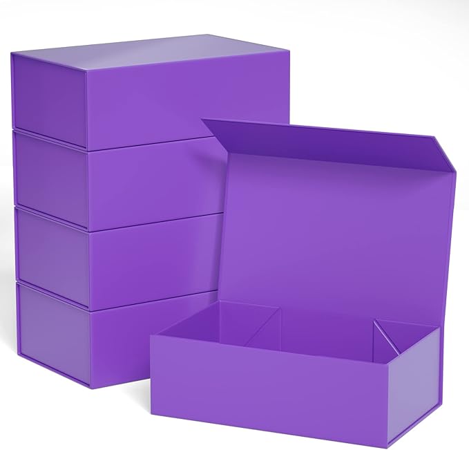 Purple Gift Boxes 10"x6"x3" with Magnetic Closure Lid Gift Boxes for Presents,Bridesmaid Gifts Box,Cute Box,Luxury for Gift Packaging, Magnetic Gift Box for Wrapping Gifts (Purple/5PCS)