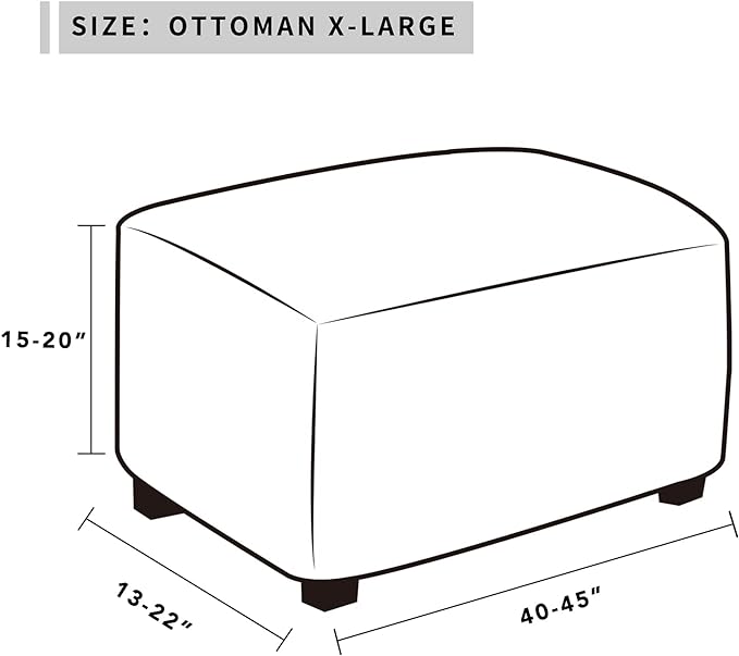 Easy-Going Stretch Ottoman Cover Folding Storage Stool Furniture Protector Soft Rectangle Slipcover with Elastic Bottom (Ottoman X-Large, Bluestone)