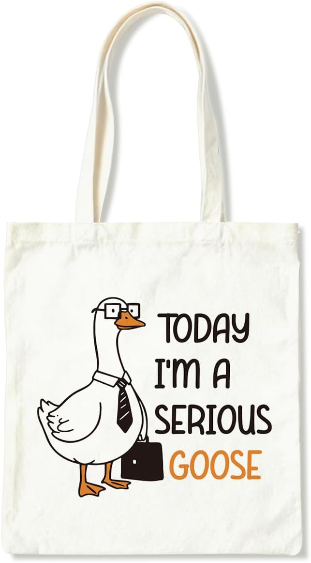 Canvas Tote Bag for Women, Today I'm A Serious Goose Shoulder Bags, Casual Canvas Totes to Work Traveling, Christmas Gifts to Friends and Family, Holiday Gift Bags for Wrap Storage