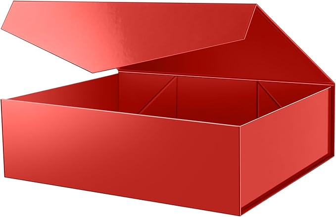 PACKHOME 17x14.5x5.5 Inches, Extra Large Gift Box with Lid, Magnetic Closure Box for Clothes and Large Gifts (Glossy Red)