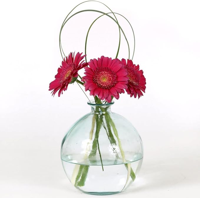 Couronne Company Ball Recycled Glass Vase, G5464, 6.75 Inches Tall, 66 Ounce Capacity, Clear, 1 Piece