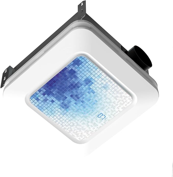 Bathroom Exhaust Fan with Light Humidity Sensor, Bathroom Fan with Odor & Humidity Sensor, 230 CFM 1.0 Sone Venlitation Fan with 3CCT LED Light 7 LED Color, Remote Control Easy Install
