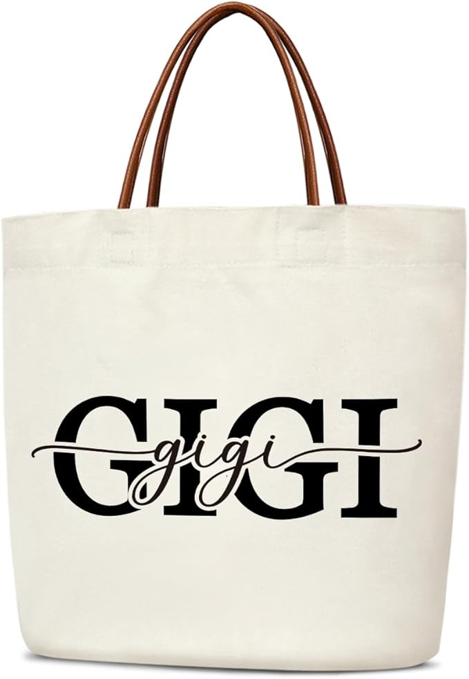 Canvas Tote Bag for Women, Birthday Gifts, Aesthetic Reusable Grocery Shopping Bags With Leather Handles