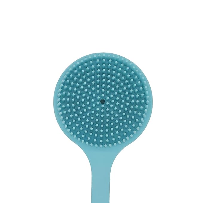 DNC Soft Silicone Back Scrubber Shower Bath Body Brush with Long Handle (Blue)