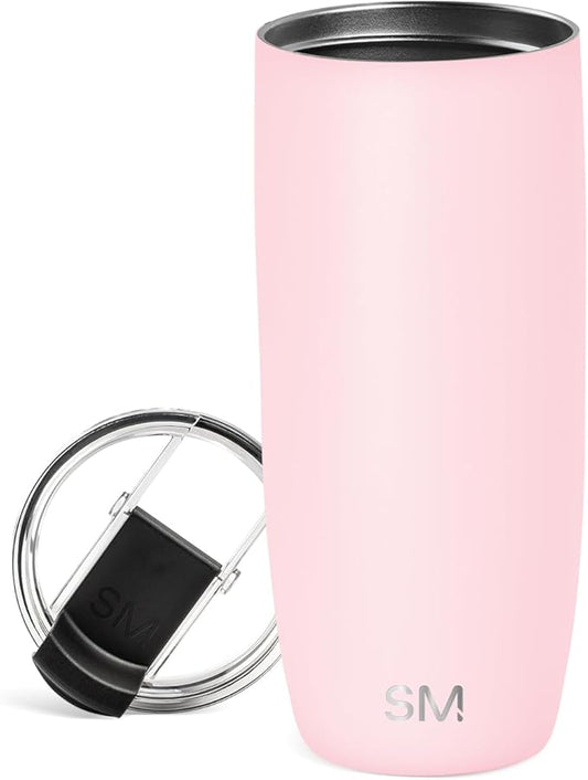 Simple Modern Travel Coffee Mug Tumbler with Flip Lid | Reusable Insulated Stainless Steel Cold Brew Iced Coffee Cup Thermos | Gifts for Women Men Him Her | Voyager Collection | 20oz | Blush
