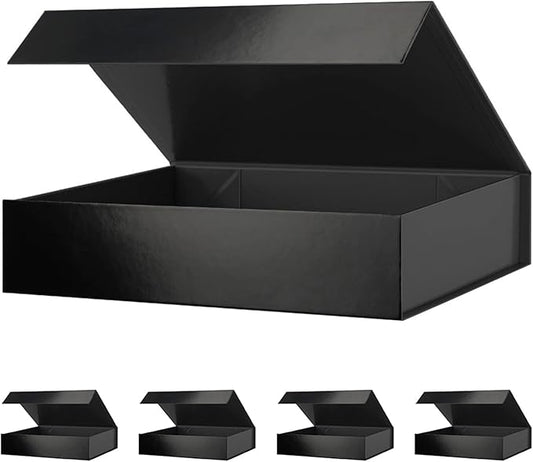 Gift Boxes Black 11x7.8x2.3 Inches, Magnetic Gift Boxes with Lids for Presents (5 Pack)