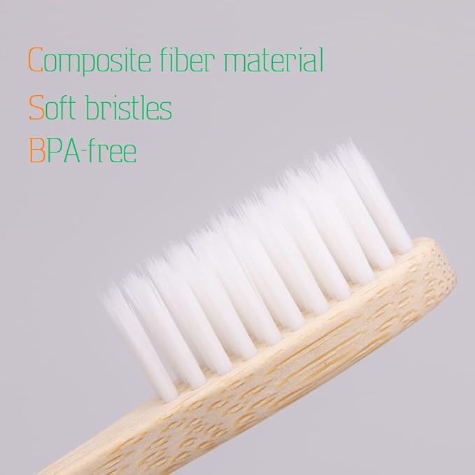 Virgin Forest Bamboo Toothbrushes, 8 Pcs Soft Bristle Eco-Friendly Biodegradable Toothbrushes