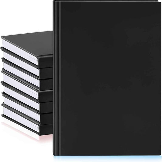 Henoyso 8 Pcs A5 Blank Notebooks Journals Bulk 100 Sheets/200 Pages Unlined Craft Notebooks Kraft Sketchbooks Hardcover for Writing Drawing for Gifts Students School Office, 8.3 x 5.7 in (Black)