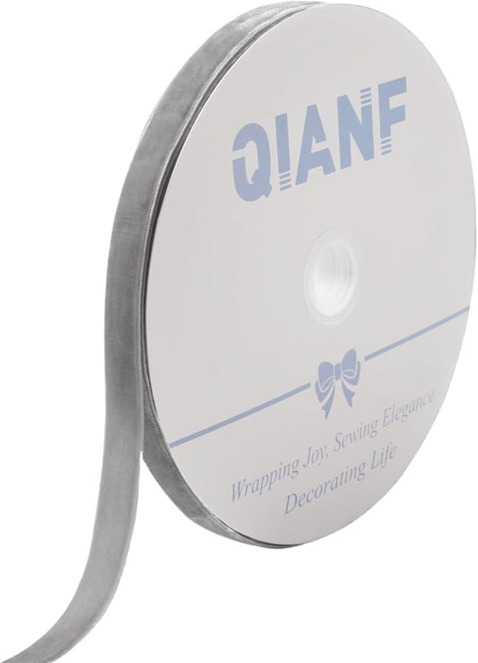 Vintage Silver Velvet Ribbon Christmas Ribbon for Gift Wrapping Crafts Christmas Tree Ornaments Garland Decorations, 5/8 Inch X 25Yd