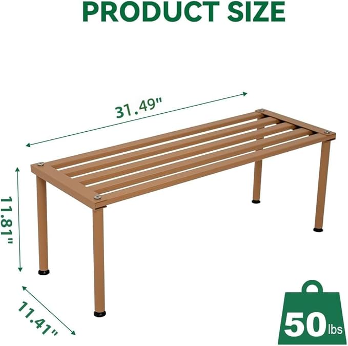 Metal Plant Stand, Rust-proof Aluminum Display Rack, Plants Display Stands Decoration Racks for Living Room Garden Balcony Patio (Wood Color, 31.5Inch Tall Leg)