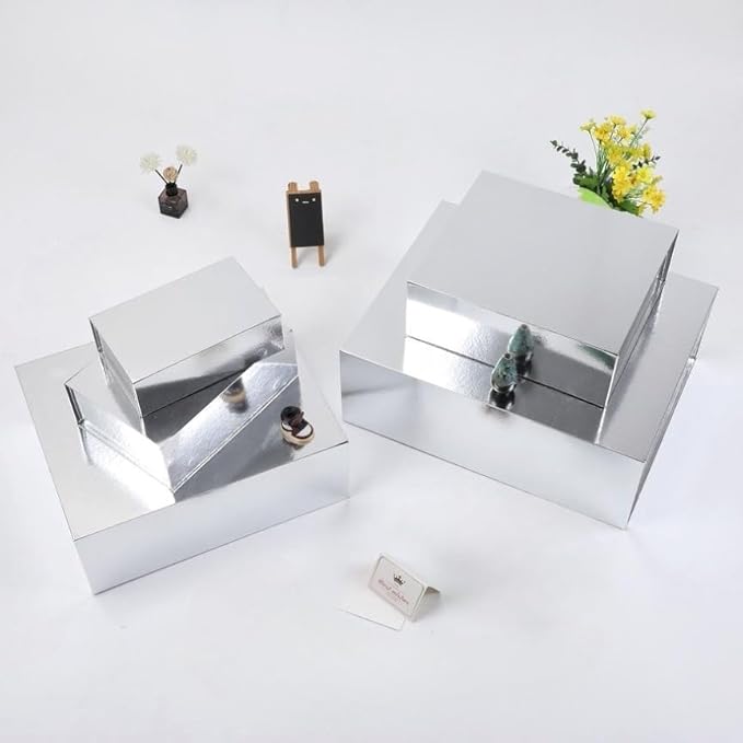 UoeRing 2 Pack Silver Gift Box Large 13.5x11.8x4.7 inch Luxury Gift Box for Presents with Magnetic Closure Lid Collapsible,Birthday,Contains Card, Ribbon, Tissue Paper,Shredded Paper Filler