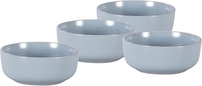 HomeVSS 20-Piece Dinnerware Set - Serves 4, Shiny Turquoise Glaze plates and bowls sets with Speckle Effect for Microwave & Dishwasher Safe