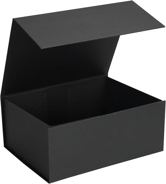 Ditwis 12x9x4 Inches Gift Box with Magnetic Closure Lid, Black Magnetic Box for Wedding, Groomsmen Bridesmaid Proposal, Birthdays, Mother's Day, 1 Pack