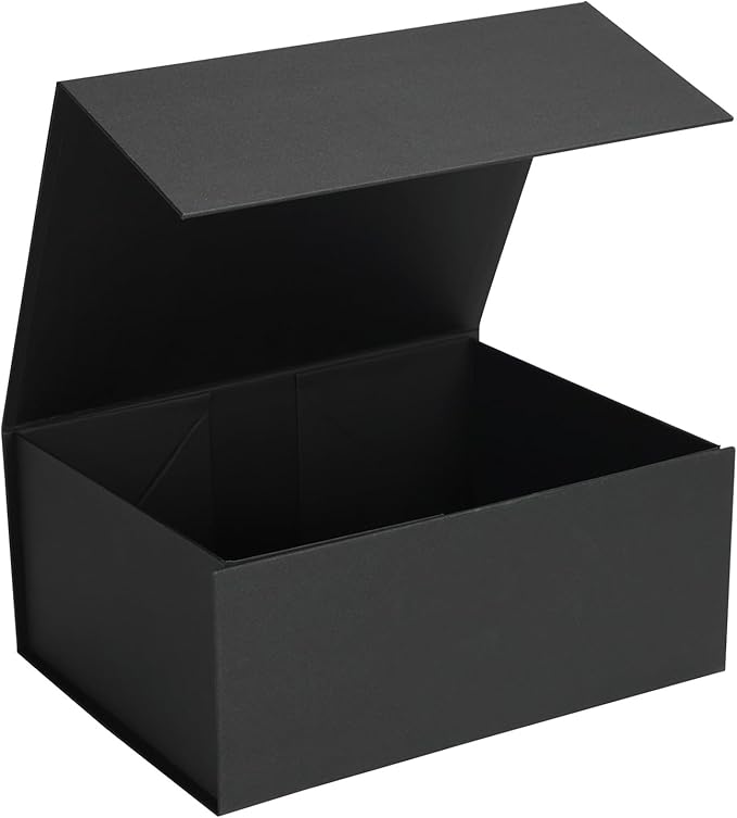 9.5x7x4 Inches Gift Box with Magnetic Closure Lid, Black Magnetic Box for Wedding, Groomsmen Bridesmaid Proposal, Birthdays, Mother's Day, 1 Pack