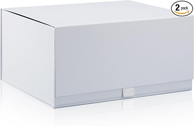 Rsgift 2 Packs Gift Boxes 14x11x7 Inches,White Gift Boxes with Lids,Collapsible Groomsmen Proposal Box with Magnetic,Large Gift Boxes for Presents,Wedding,Christmas,Birthday