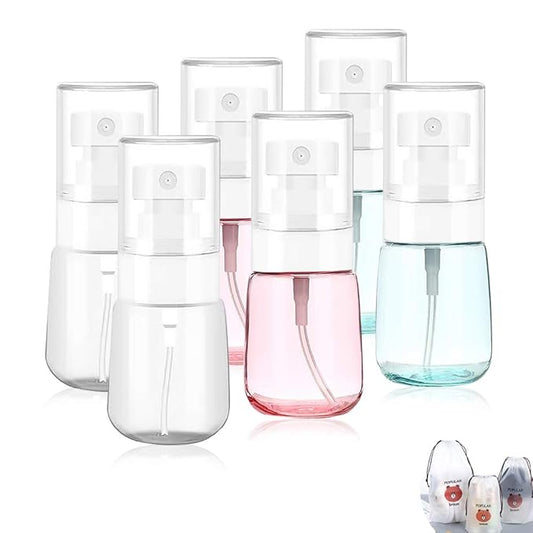 AMORIX Fine Mist Spray Bottle 30ml / 1 oz Spray Bottle Travel Refillable Cosmetic Sprayer for Essences Perfume HairSpray Skincare Makeup + Drawstring Bag(6 Pack)
