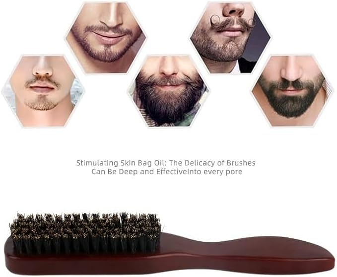 Universal Boar Bristle Beard Brush, Anti-Static Styling Wooden Hair Brush for Men&Women, Perfect for Hair&Beard Care Men's Grooming Straightens Promotes Growth Works with Beard Oil and Balm Beard Kits