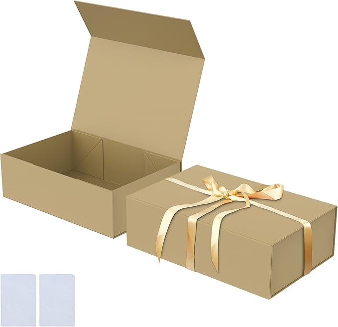 Luxury Large Gift Box 13.8"x9"x4.3" Storage Box Ribbon Magnetic Closure for Luxury Packaging Box for Mother's Day, Birthdays, Bridal Gifts,Weddings