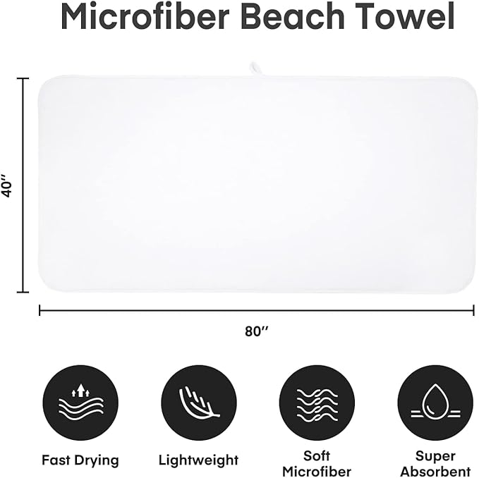 JML Luxury Hotel & SPA Oversized Bath Towels (2 Pack, 40"x80") - 350GSM High-Density Fleece Towel Sets - Super Soft and Absorbent, Lint Free, Fade Resistant Extra Large Bath Sheet, White