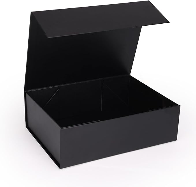 11x8x3.5 Inches Gift Box with Magnetic Closure Lid, Black Magnetic Boxes for Wedding, Groomsmen Bridesmaid Proposal, Birthdays, Mother's Day, 1 Pack