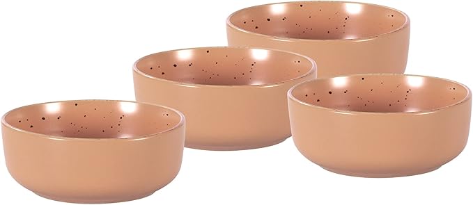 HomeVSS 20-Piece Dinnerware Set - Serves 4, Matte Rose Glaze plates and bowls sets with Speckle Effect for Microwave & Dishwasher Safe