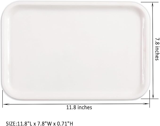Yew & Tulip Natural Marble Vanity Tray, 12"x 8"x 0.7" Glossy White Serving Tray for Bathroom, Kitchen, Vanity, Home Decor, Wedding etc. (Polished White)
