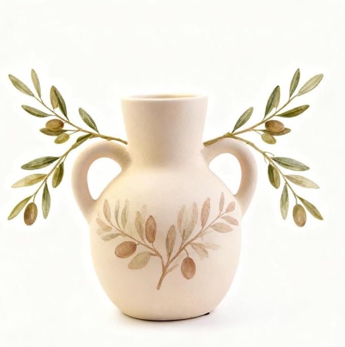 Plain Beige Ceramic Vase for DIY Painting - Customizable Handmade Pottery, Blank Canvas for Flower Arrangements, Home Decor, Wedding & Office Decoration (6.5L x 5.12W x 7.28H)