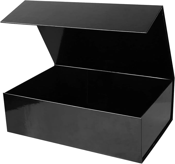 RayofSun Black Gift Boxes with Lids for Presents Small Gift Decorative Boxes 10.5x7x3 inch, Bridesmaid Groomsman Proposal Box for Wedding,Christmas, Birthday(1PC)
