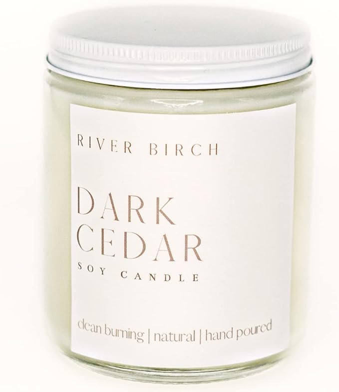 River Birch Candles Cedar Eucalyptus Scented Candle | Premium, All-Natural, Non-Toxic, Soy Candles | 8.5oz 40 Hr Burn Time | Cozy Relaxing Gifts for Home