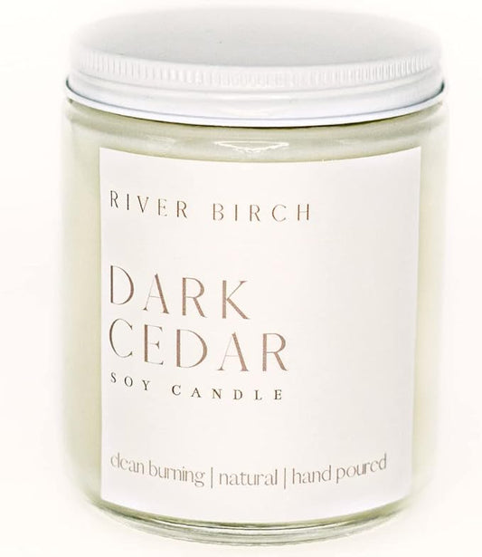 River Birch Candles Cedar Eucalyptus Scented Candle | Premium, All-Natural, Non-Toxic, Soy Candles | 8.5oz 40 Hr Burn Time | Cozy Relaxing Gifts for Home