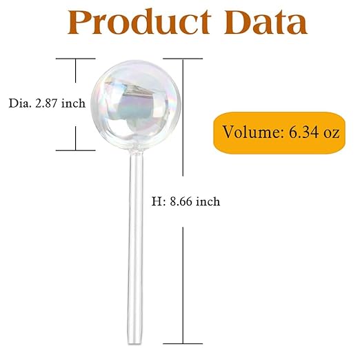 Clear Rainbow Glass Plant Automatic Watering Bulb, 4pcs Garden Flower Self Watering Planter Inserts, Automatic Plant Waterer System Set Self Watering Spikes to Support Plant Health