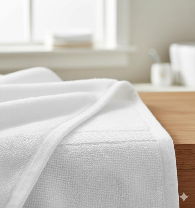 BIOLINEN White Bath Towels 24x48 inches 6 Pack | Ultra Soft, Highly Absorbent | 100% Cotton Towels for Bathroom, Gym, Spa, and Hotel Use