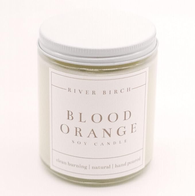 River Birch Candles Blood Orange Scented Candle | Premium, All-Natural, Non-Toxic, Soy Candles | 8.5oz 40 Hr Burn Time | Cozy Relaxing Gifts for Home