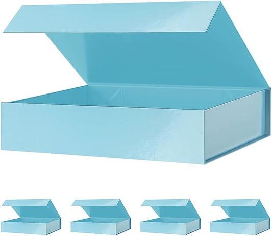 Gift Boxes Blue 11x7.8x2.3 Inches, Magnetic Gift Boxes with Lids for Presents (5 Pack)