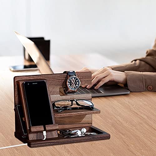 Gifts for Men Bedside Organiser Wood Phone Docking Station Dad Birthday Gifts for Him Nightstand Key Wallet Watch Stand Mens Gifts for Xmas Presents for Dad Husband Boyfriend Anniversary & Christmas