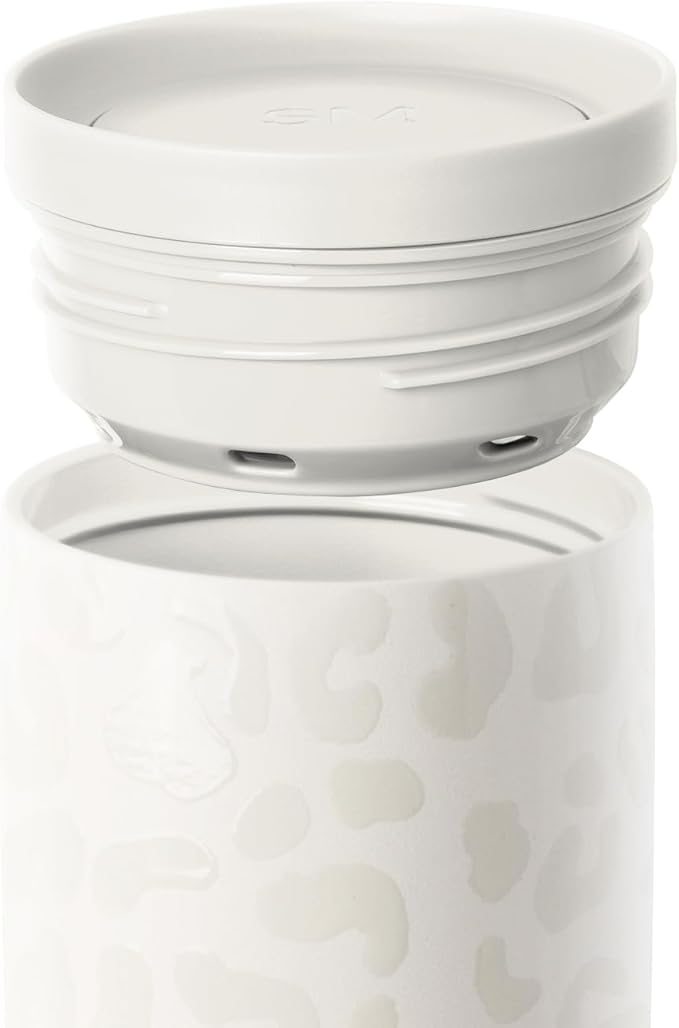 Simple Modern Travel Coffee Mug Tumbler with 360° Lid | Ceramic-Lined Insulated Stainless Steel Cold Brew Iced Coffee Cup | Gifts for Women Her Him | Voyager Signature | 16oz | Cream Leopard