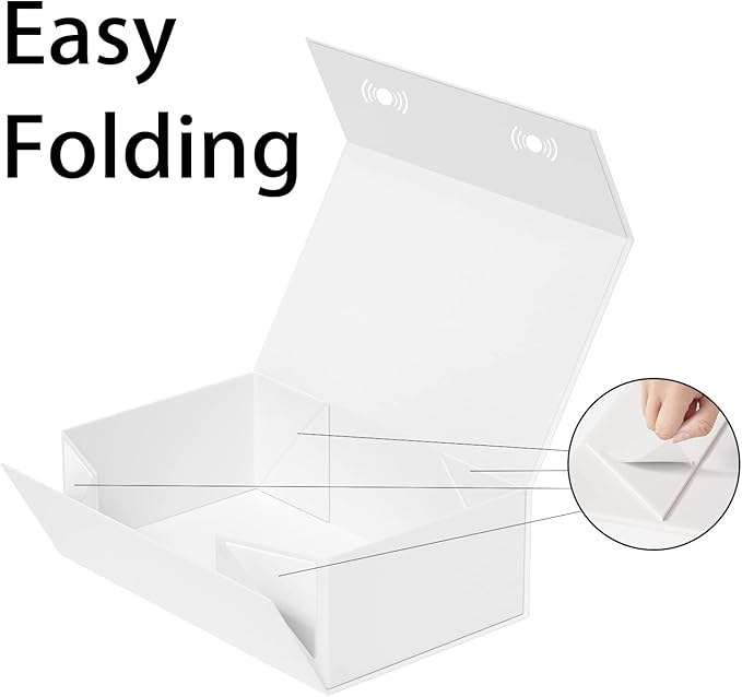 White Gift Box, 12x6x4'' Gift boxes for Presents with Lids Magnetic Closure Rectangle Collapsible for Bridesmaid Proposal Box, Wedding, Christmas, Halloween, Birthday Gift Packging