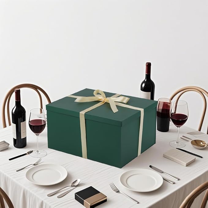 1Pcs Green Extra Large gift box with lids 16.5×13×8 Inches gift boxes for presents,Birthday Box (include Ribbon, Paper Shred Filler Gift Card & Envelopes)