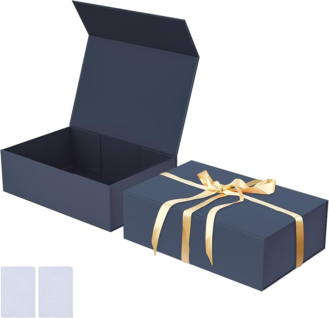 Luxury Large Gift Box 13.8"x9"x4.3" Storage Box Ribbon Magnetic Closure for Luxury Packaging Box for Mother's Day, Birthdays, Bridal Gifts,Weddings