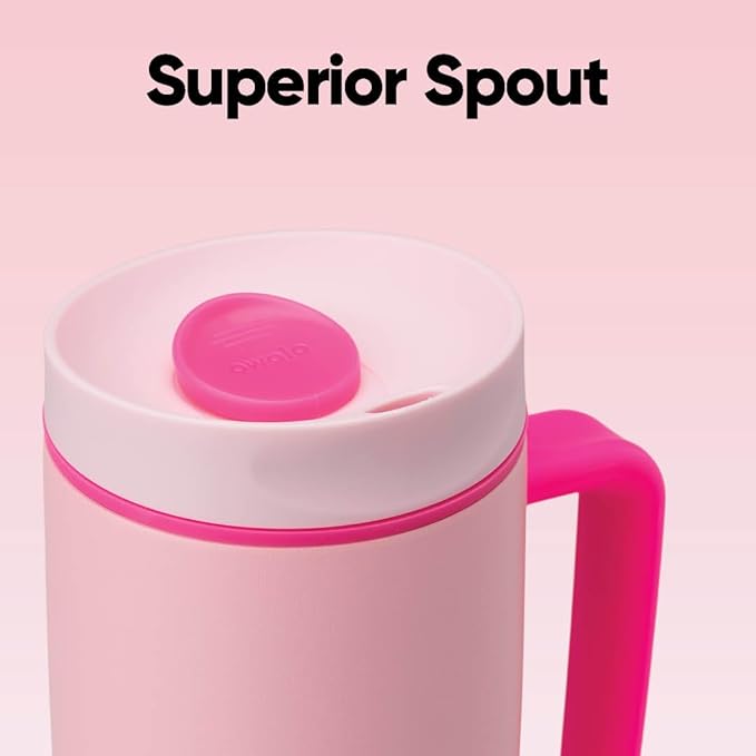 Owala SmoothSip Slider Stainless Steel Insulated Travel Mug with handle, 100% Leak Proof, For Hot and Cold Drinks, Travel Friendly with Sliding Lock Lid, 24 oz, BPA Free, Leak Proof, Pucker Up