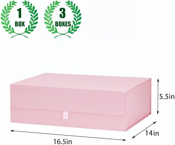 Extra Large Pink Gift Box 16.5x14x5.5 Inches,Gift Boxs for Presents with Lid Magnetic Closure Collapsible,Bridesmaid Proposal Box,Birthday, Christmas,for Clothes and Large Gifts