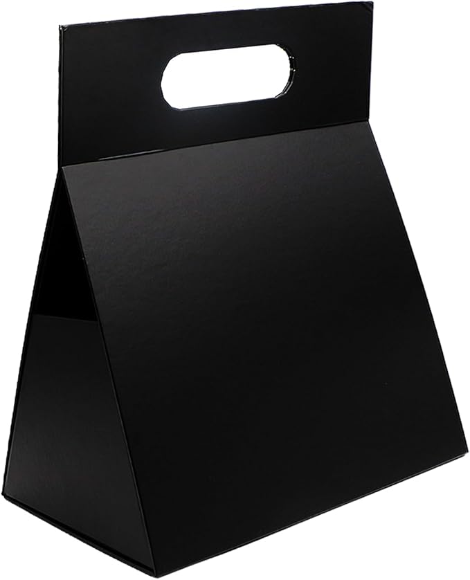 opaprain 9X6X4.3inch Portable Premium Folding Gift Box with Handles - Reusable Elegant Storage Solution for Birthdays, Weddings, Corporate Events, Eco Friendly Compact Design (Black)