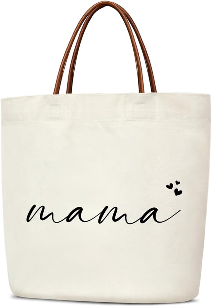 Canvas Tote Bag for Women, Birthday Gifts, Aesthetic Reusable Grocery Shopping Bags With Leather Handles