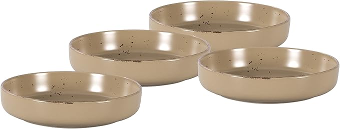 HomeVSS 20-Piece Dinnerware Set - Serves 4, Matte Beige Glaze plates and bowls sets with Speckle Effect for Microwave & Dishwasher Safe